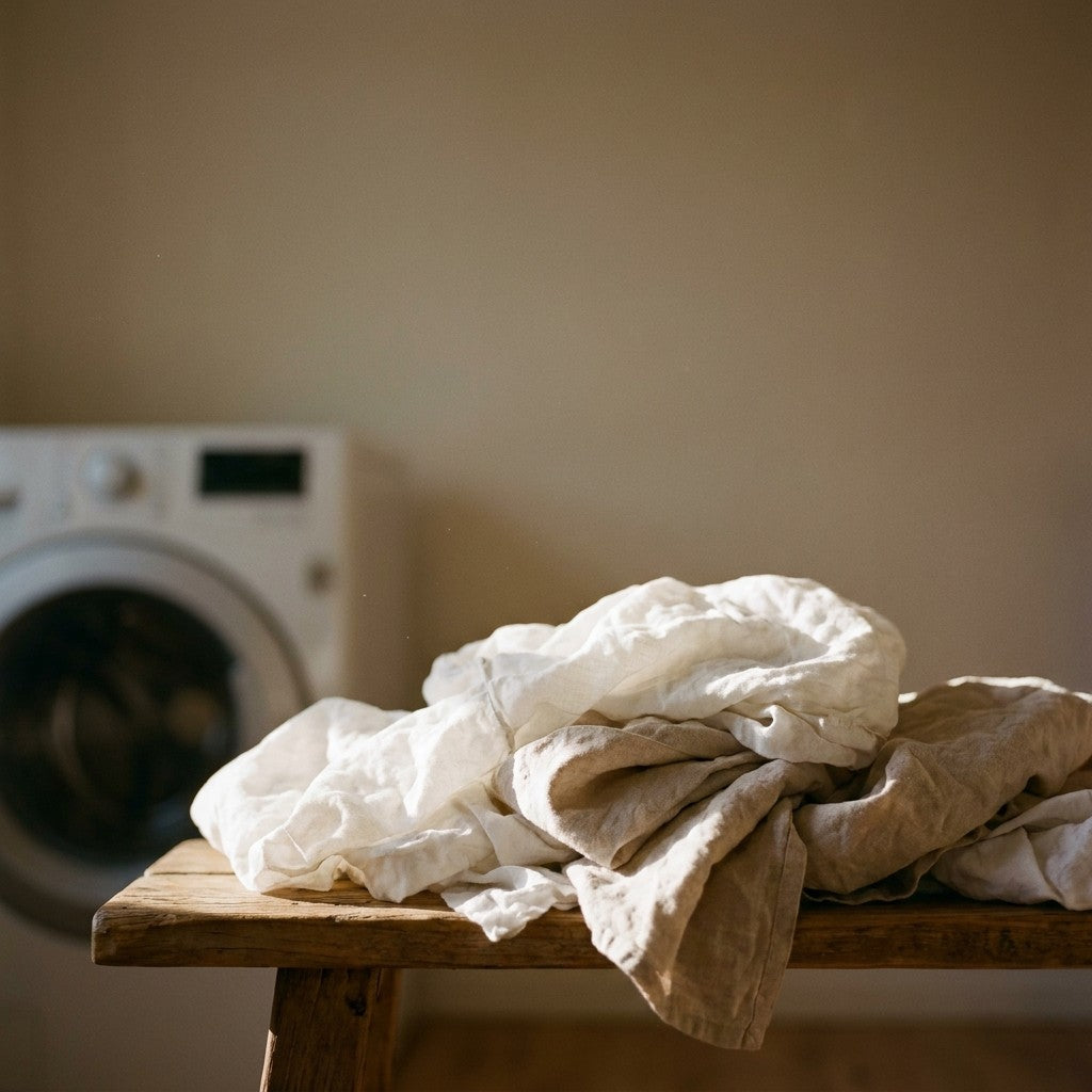 Linge en lin dans la lumière du matin